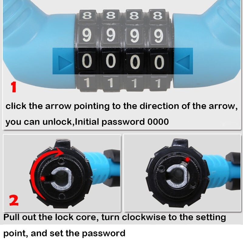 สายล๊อคจักรยานแบบรหัส ULAC รุ่น A600 4-Digital Code Password