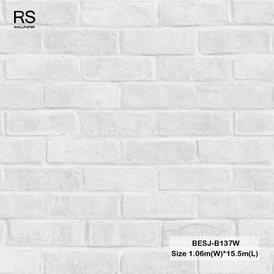 วอลเปเปอร์ลายอิฐ สีเทาอ่อน BESJ-B137W