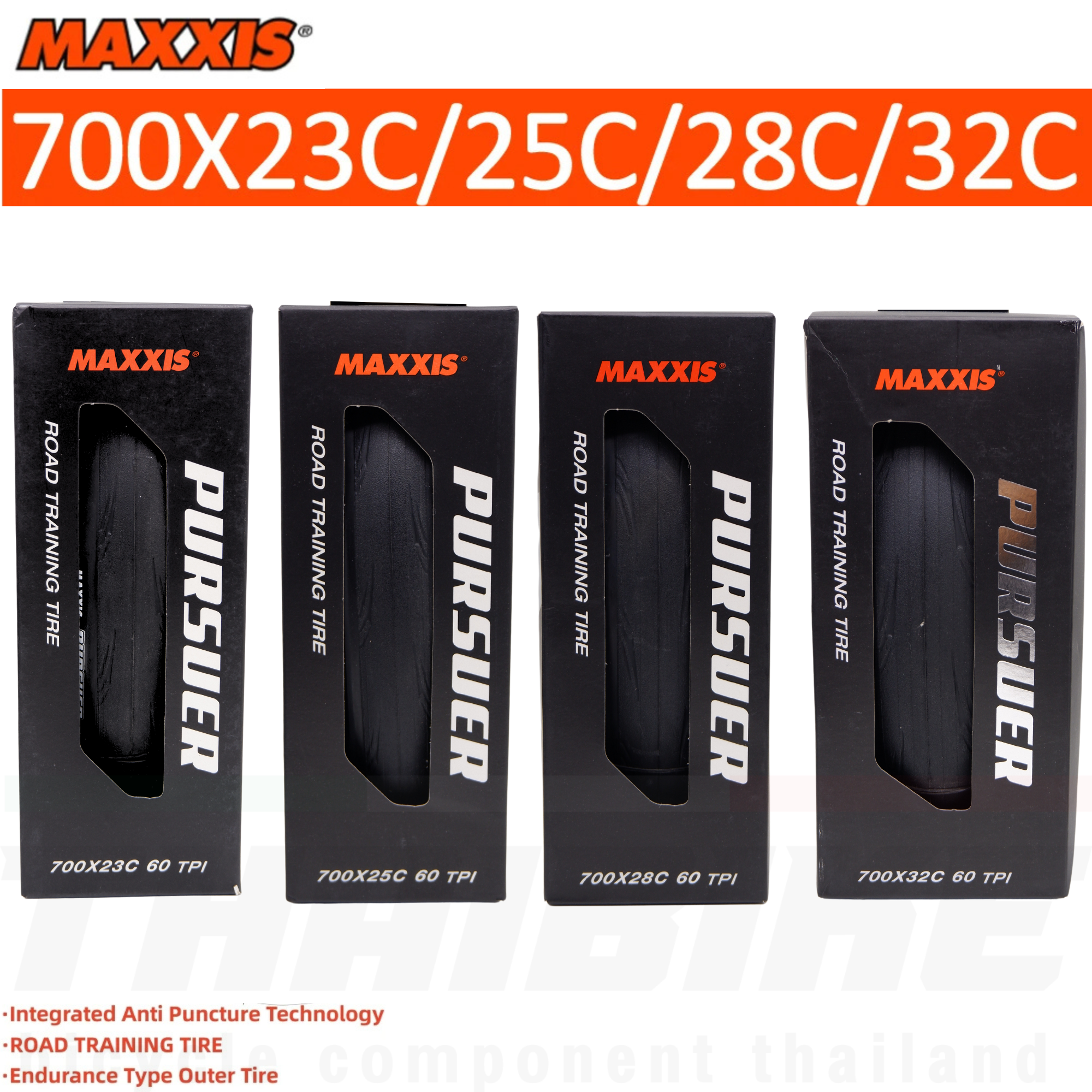 ยางนอกจักรยานขอบพับ/ขอบลวด MAXXIS PURSUER ขนาด 700X23 700X25 700X28 700X32