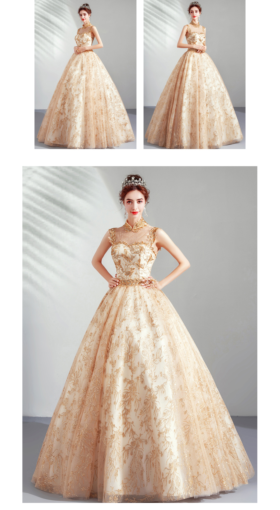 DL096 **พรีออเดอร์** ชุดออกงานสีทอง ชุดราตรี เดรสยาวออกงาน (Night party dresses) ชุดไปงานแต่งงานสวยๆ "ธีมสีทอง
