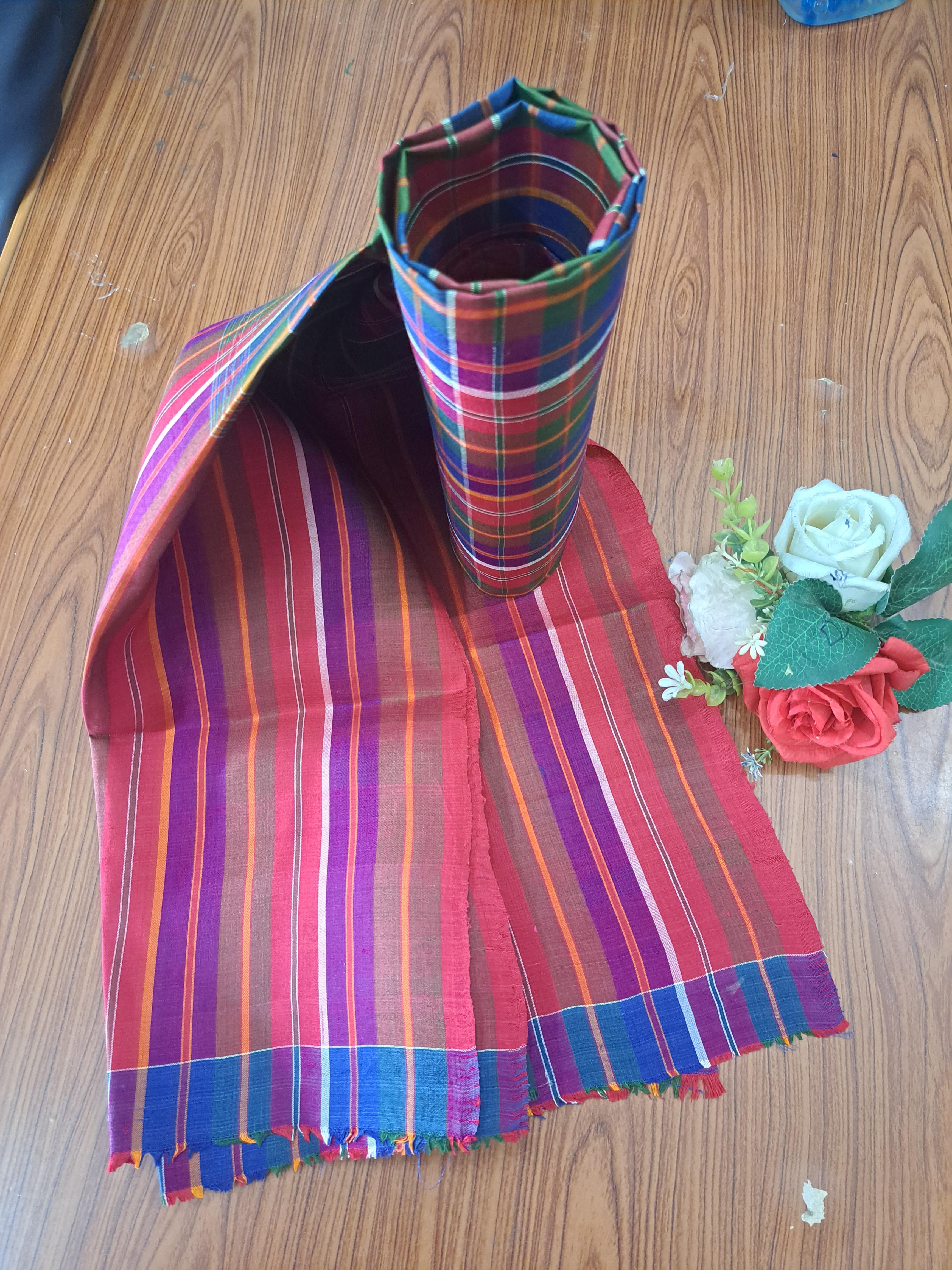 #ผ้าขาวม้าไหมแท้ทอมือราคาส่ง ทอเองขายเอง