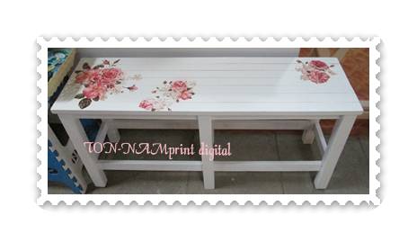 ม้านั่งยาวใหญ่ พิมพ์ลายวินเทจ ทำสี