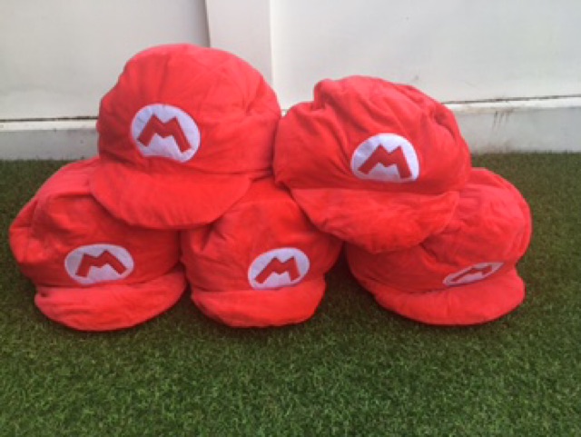 หมวกมาริโอ้ ใบพอง หมวก mario นุ่มนิ่ม พร้อมส่ง