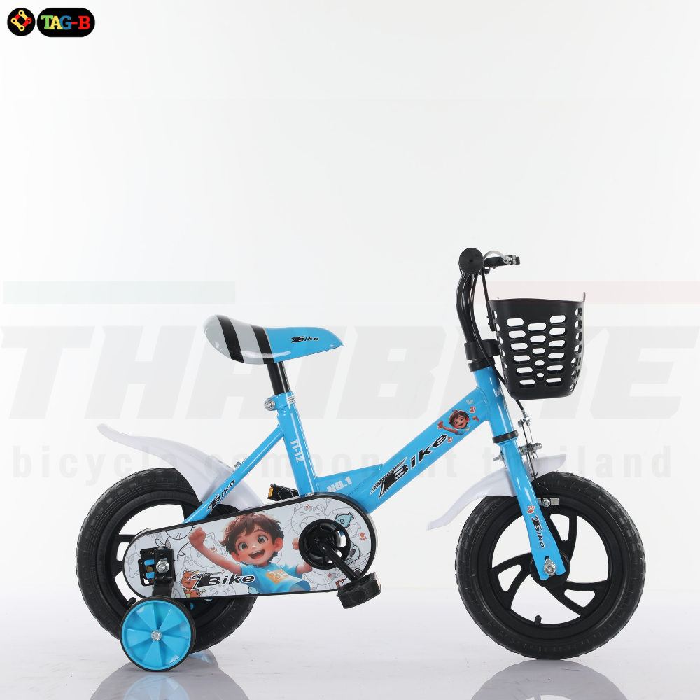 จักรยานเด็ก T-BIKE NO.1 รถเด็ก 12นิ้ว ล้อพลาสติก พร้อมเบรคหน้า แถมล้อเสริมช่วยพยุง