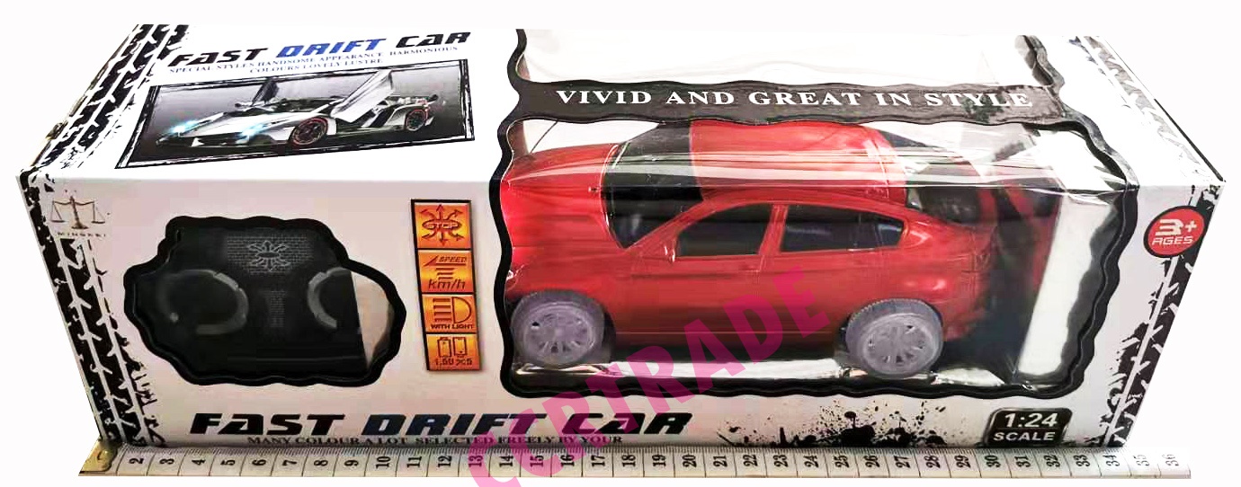 รถแข่งบังคับ RC ล้อไฟ+รีโมทกล่อง 11x34.5 ซม.(1x3)