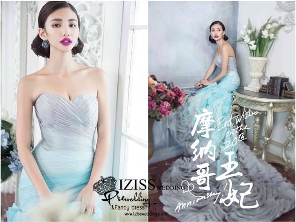 PW459- **พร้อมส่ง**ชุดแต่งงานแฟนซี ชุดเดรสสีเทาฟ้า ชุดถ่ายพรีเวดดิ้ง (prewedding dress) & ชุดแต่งงานแฟนซี (Fancy wedding dress) "ธีมสีเทาฟ้า"