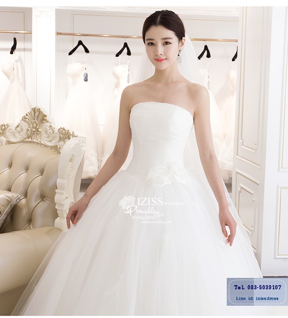 BR198 **พรีออเดอร์**ชุดแต่งงาน&ชุดเจ้าสาวแบบยาวสีขาวเกรดพรีเมี่ยม หรูหราน่ารัก สวยโดดเด่นไม่ซ้ำใคร