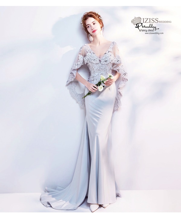 DL047 - **พรีออเดอร์** ชุดราตรี เดรสยาวออกงาน (Night party dresses) ชุดไปงานแต่งงานสวยๆ "ธีมสีเทา"