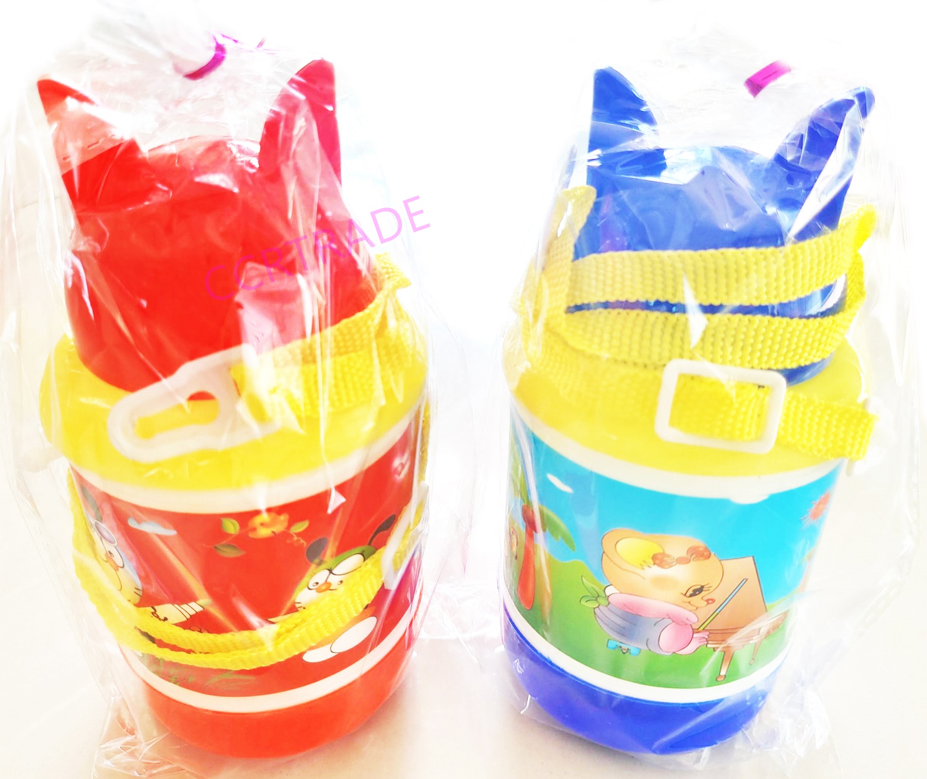 กระติกน้ำสีสดหูแมว+สายสะพาย 7x16 ซม.