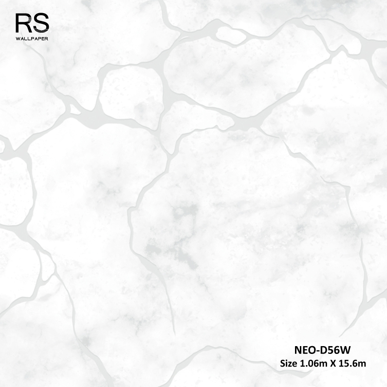วอลเปเปอร์ ลายหินอ่อน สีขาวเทาอ่อนแทรกเส้นสีเงิน NEO-D56W