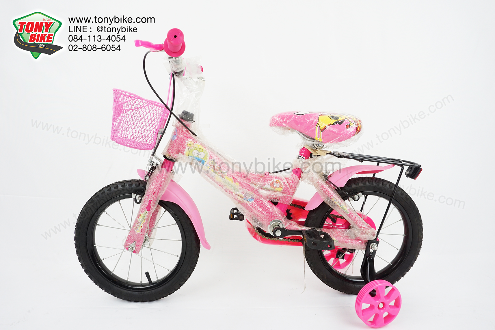 จักรยานเด็ก ล้อ 14 นิ้ว แฮนด์ตรง สีชมพู