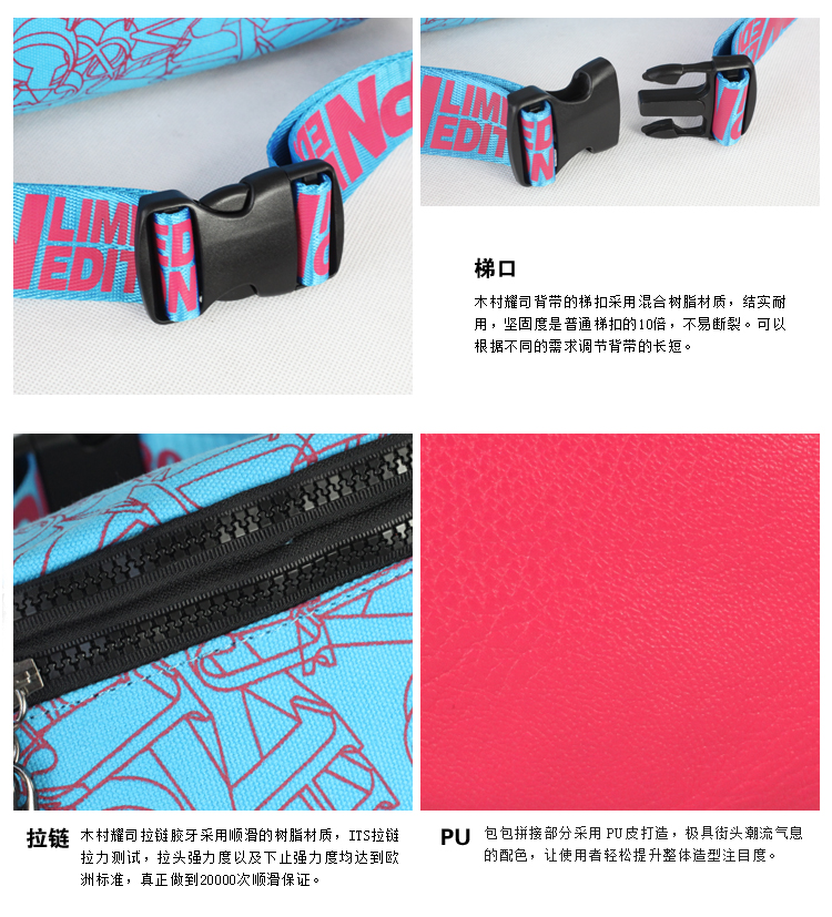 กระเป๋าแฟชั่น กระเป๋าคาดอก พร้อมส่ง สีเหลืองพิมพ์ลาย ฐานกระเป๋าเป็นหนังพียู(PU)สีฟ้า ปรับสายได้ ช่องใส่ของ 2 ช่อง