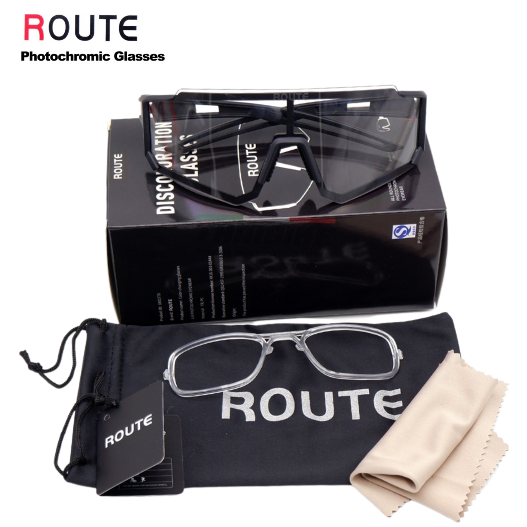 เลนส์ปรับแสงออโต้ แว่นตาปั่นจักรยาน ยี่ห้อ ROUTE photochromic by JAVA