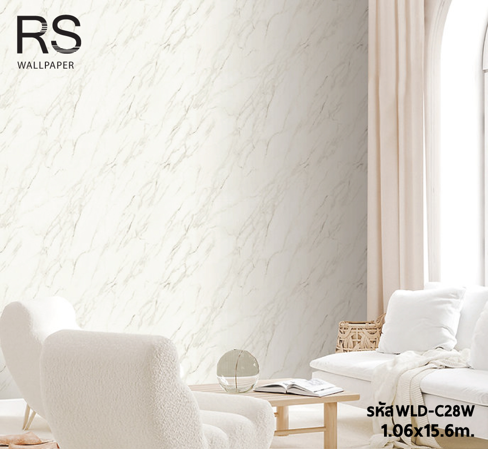 วอลเปเปอร์ลายหินอ่อน สีขาวครีมเทา WLD-C28W