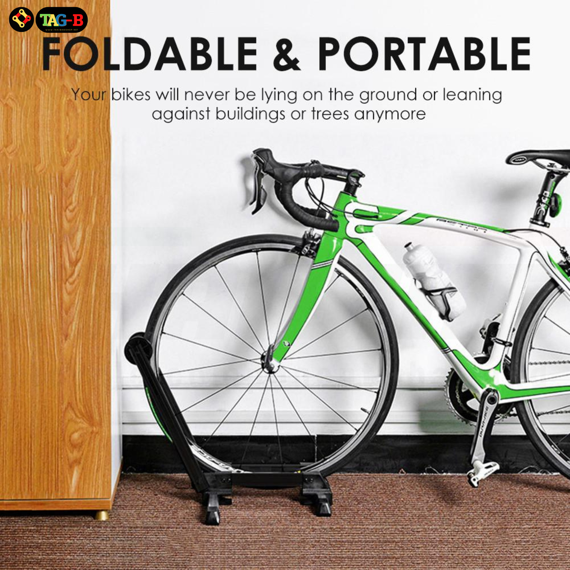 ขาตั้งจักรยานแบบมีสปริงรุ่นพับได้ ตัว L THAIBIKE สำหรับล้อ 20 24 26 27.5 29 700C