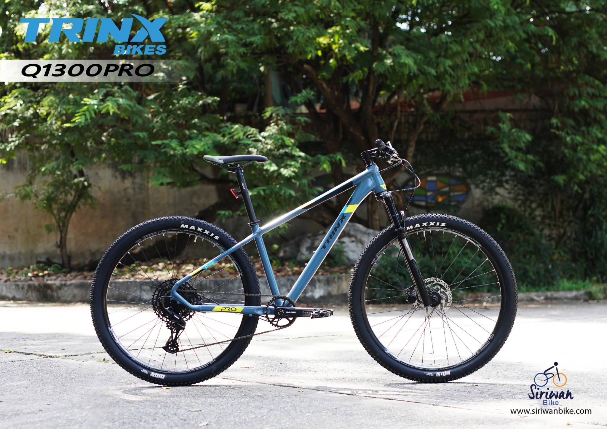 TRINX : Q1300 Pro เสือภูเขาเฟรมอลูมิเนียม ล้อ 29" Boost เกียร์ SRAM SX Eagle 12 สปีด โช้กลมรีโมท ดิสเบรกน้ำมัน Shimano ดุมแบริ่ง แกนสอด