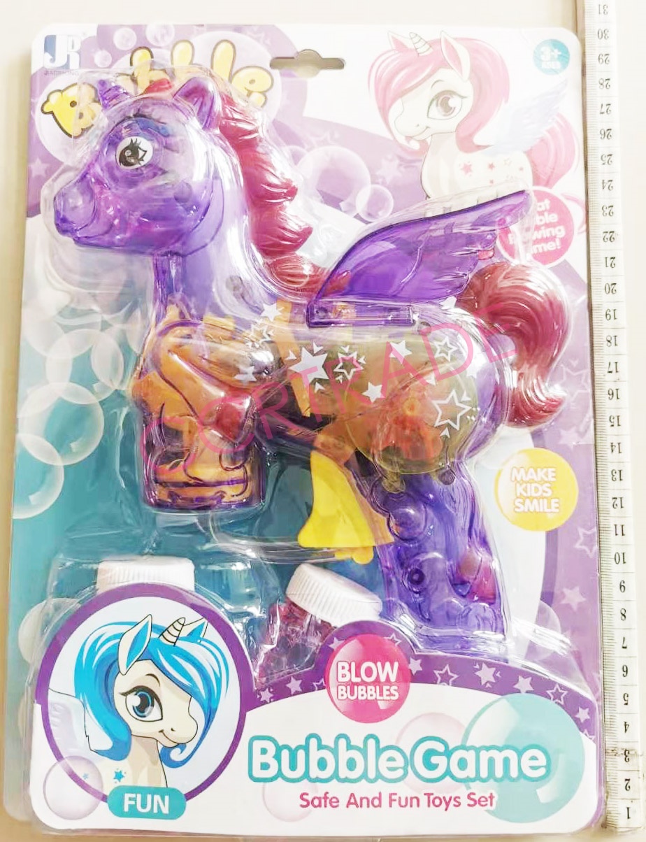 ปืนเป่าฟองยูนิคอร์น+น้ำยา 2 ขวด มีไฟแผง 21x30 ซม.(1x3)