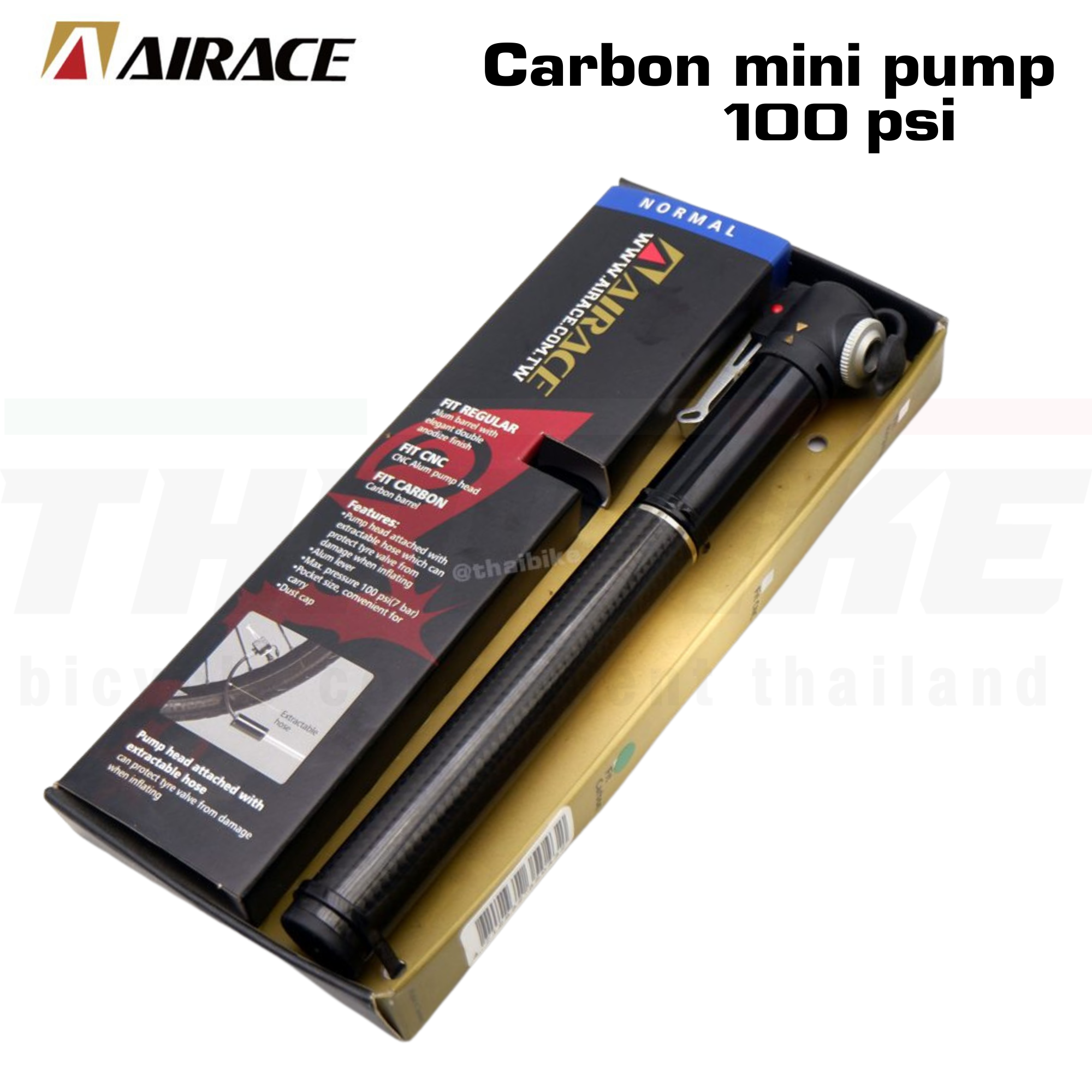 สูบจักรยานพกพา Airace Fit Carbon mini pump สูบได้สองหัว 100 psi (7 bar)