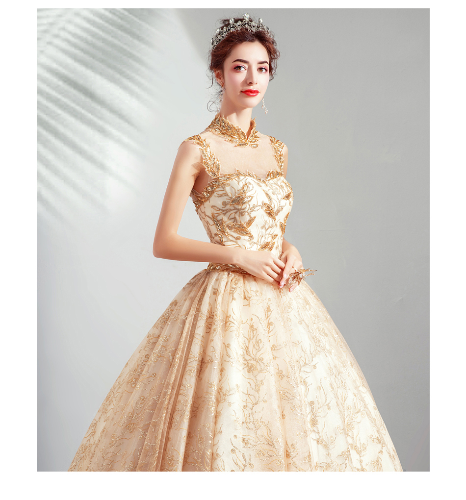 DL096 **พรีออเดอร์** ชุดออกงานสีทอง ชุดราตรี เดรสยาวออกงาน (Night party dresses) ชุดไปงานแต่งงานสวยๆ "ธีมสีทอง