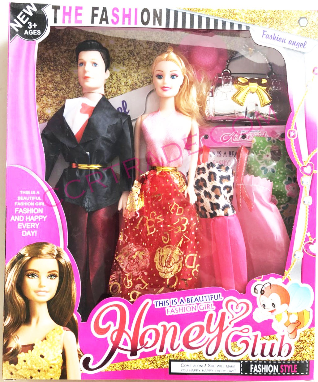 บาร์บี้คู่รัก+ชุดกระโปรงกล่องชมพู 32.5 ซม.(1x3)