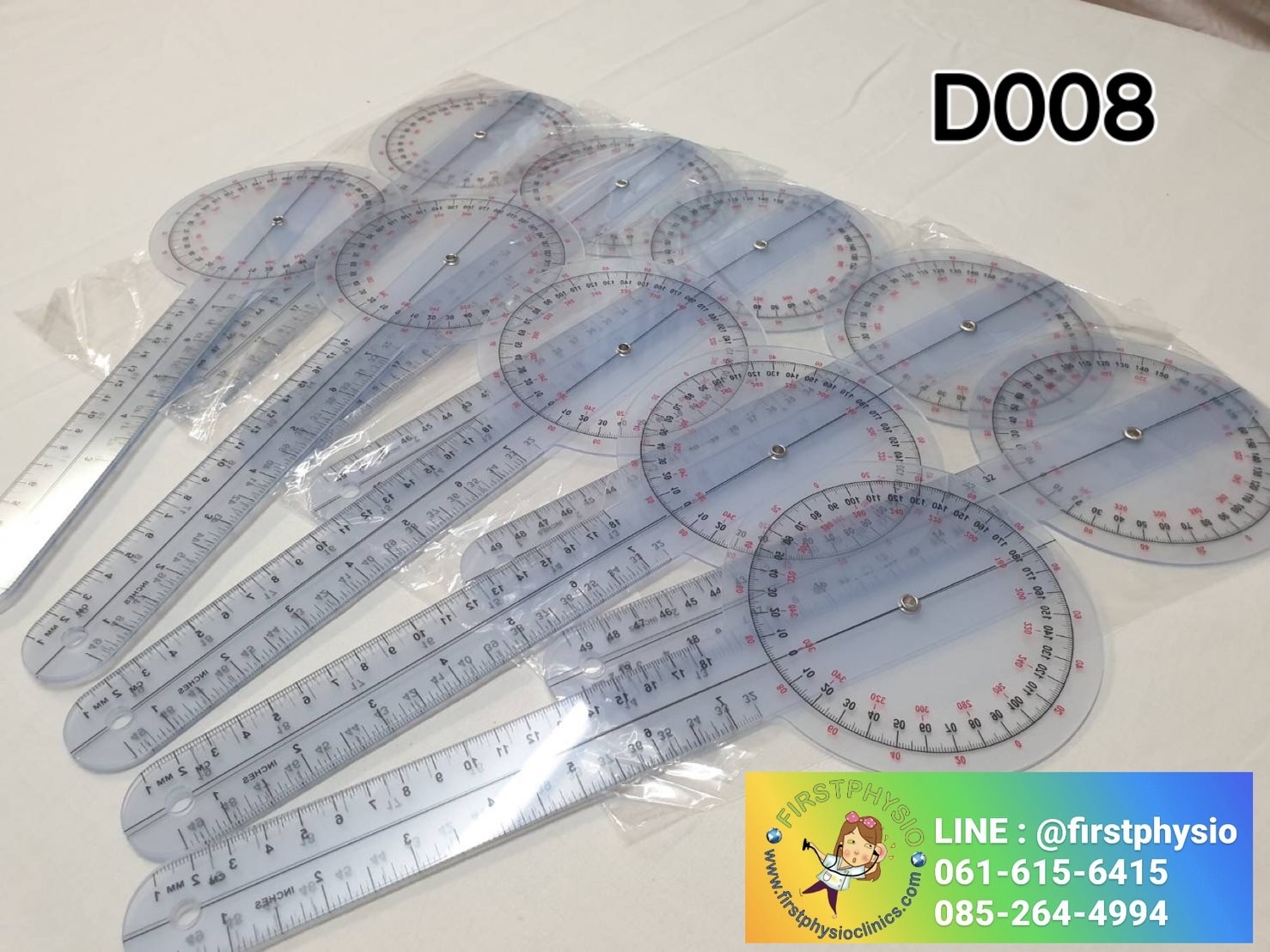ไม้บรรทัดวัดมุมทางการแพทย์พลาสติก 360 องศา โกนิโอมิเตอร์ ขนาด 12 นิ้ว Goniometer