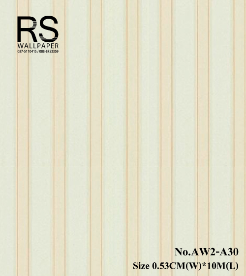 วอลเปเปอร์ ลายทางลง พื้นสีขาวมุก ลายสีครีม AW2-A30