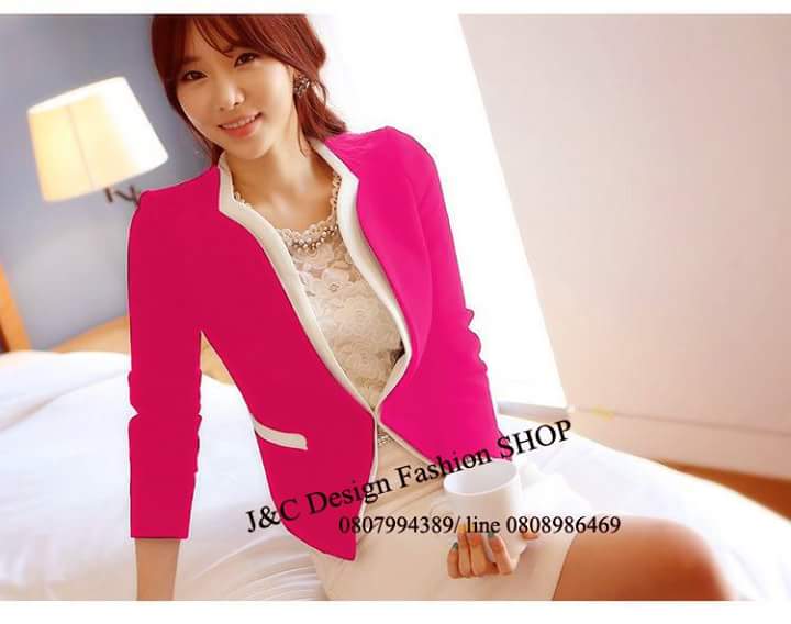 สูทน่ารัก สไตน์เกาหลี หรู เรียบ สูทเกาหลี เสื้อทำงานเกาหลีดีไซน์เก๋ เสื้อคลุม เสื้อสูทนำเข้า เสื้อสูทสีชมพู