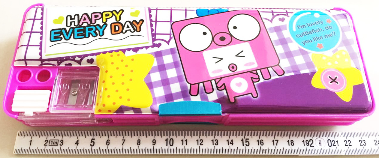 กล่องดินสอแม่เหล็กการ์ตูน ฝานิ่ม 2 ด้าน+กบเหลา(1x3)