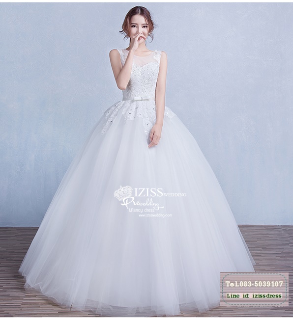 BR194 **พร้อมส่ง**ชุดแต่งงาน&ชุดเจ้าสาวแบบยาวสีขาวเกรดพรีเมี่ยม เปิดไหล่ มีแขน หรูหราน่ารัก สวยโดดเด่นไม่ซ้ำใคร