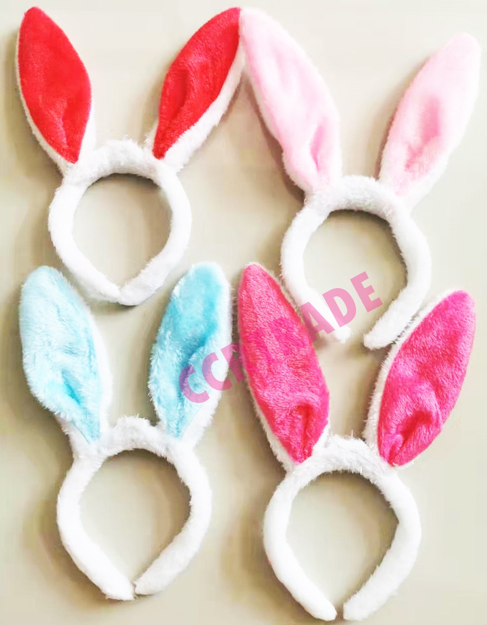 คาดผมหูกระต่ายขนนุ่ม 17x30 ซม.มีสีชมพูอ่อน-ชมพูเข้ม