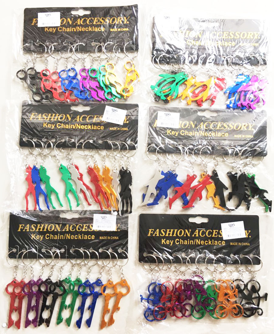 พวงกุญแจเปิดขวดสีสดแผง (คละแบบ) 18.5 ซม.