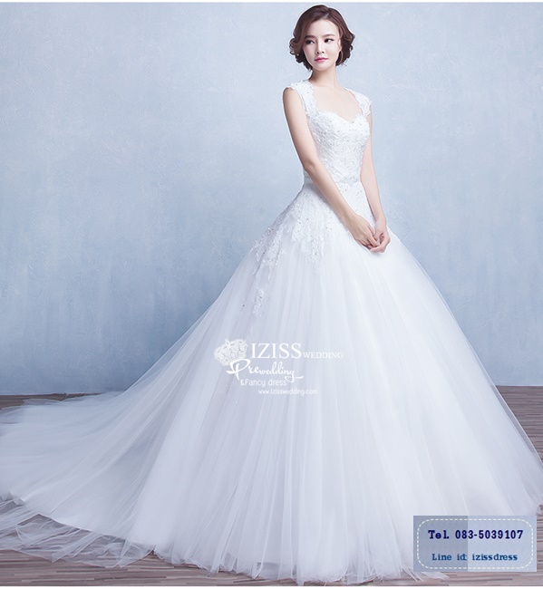 BR201 **พรีออเดอร์**ชุดแต่งงาน&ชุดเจ้าสาวแบบยาวสีขาวเกรดพรีเมี่ยม หรูหราน่ารัก สวยโดดเด่นไม่ซ้ำใคร