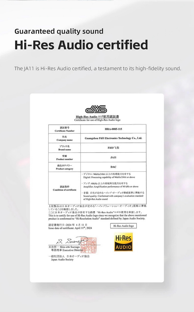 FiiO JadeAudioJA11 DAC/AMP หางหนู รองรับ 32bit/384kHz, DSD128, Hi-Res ประกันศูนย์ไทย