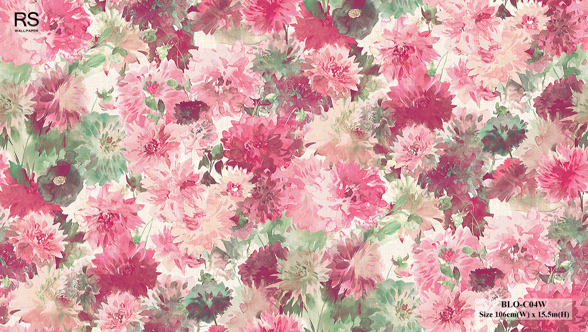 วอลเปเปอร์ลายดอกไม้ สีชมพู BLO-C04W