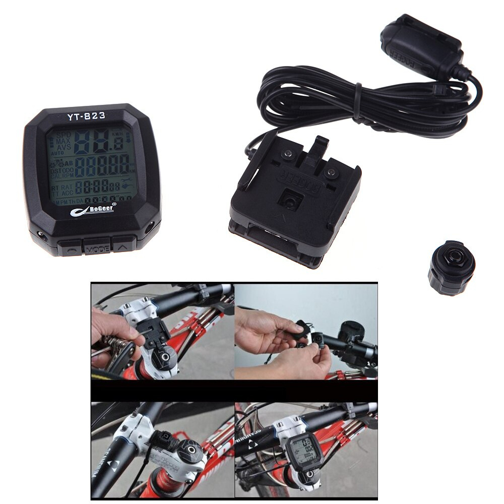 ไมล์จักรยานแบบมีสาย BOGEER YT-829 มีไฟ วัดระยะทาง วัดเร็ว(กล่องไม่สวย)