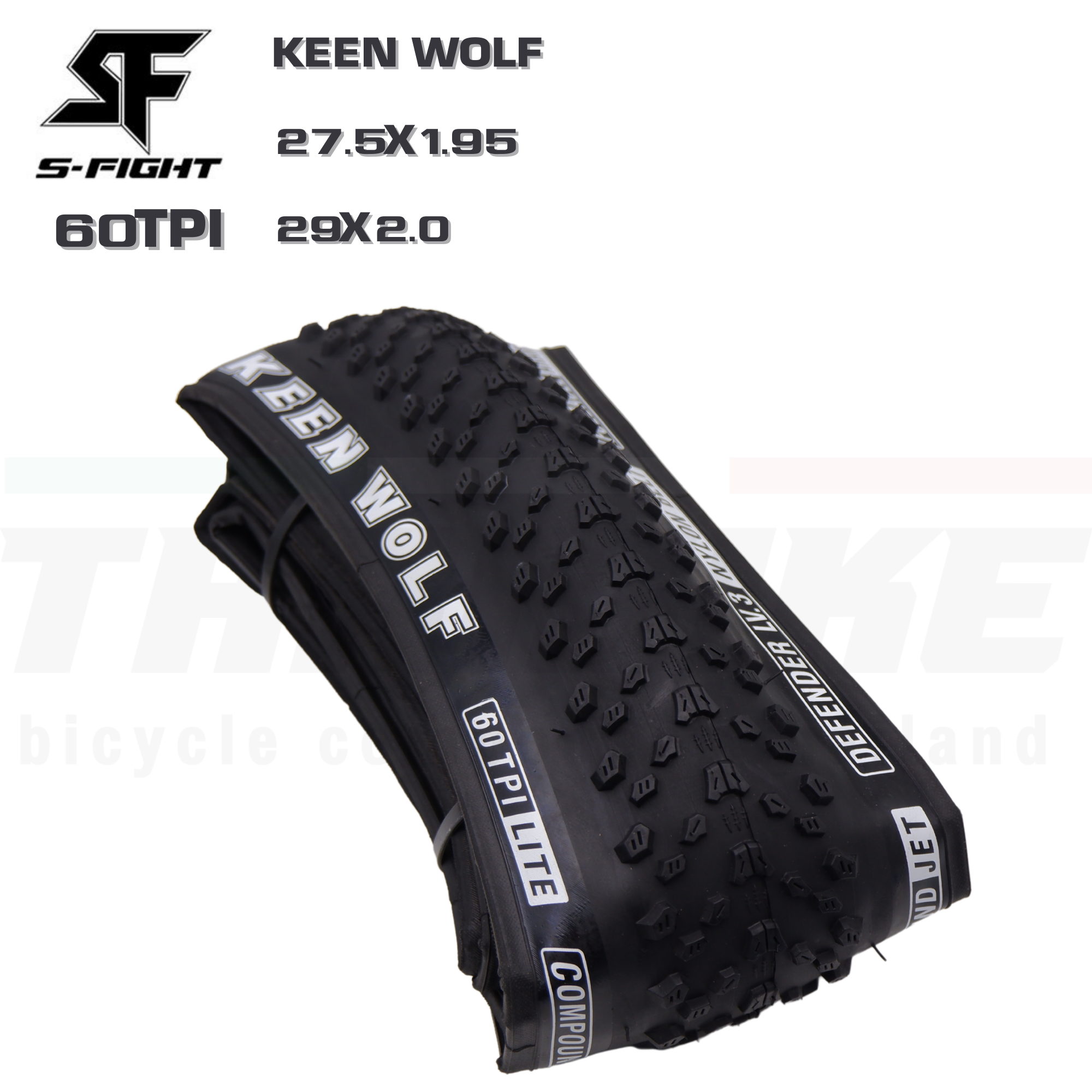 ยางนอกขอบพับจักรยานเสือภูเขา S-FIGHT รุ่น KEEN WOLF 27.5X1.95 29X2.0