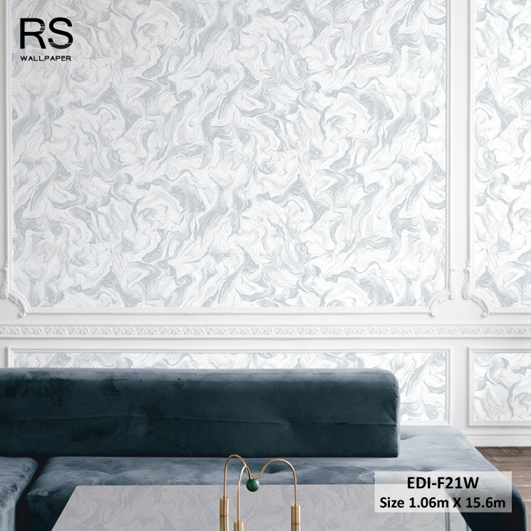 วอลเปเปอร์ ลายหินอ่อนสีเทาฟ้า EDI-F21W