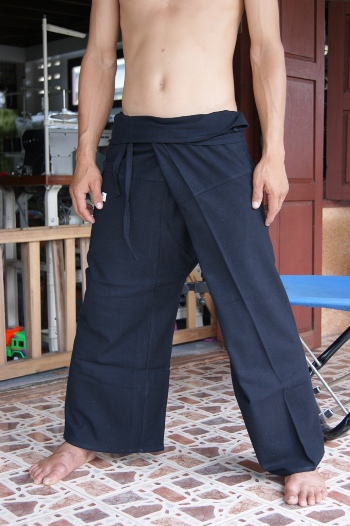 กางเกงชาวเล กางเล กางเกงสะดอ เตี่ยวสะดอ กางเกงสะปา สีดำ Fisherman pants