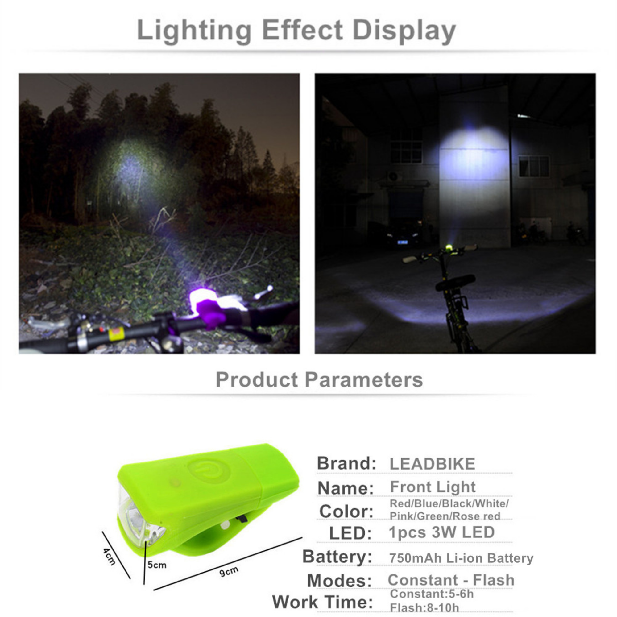 ไฟหน้าจักรยานเสือหมอบ เสือภูเขาแบบชาร์จ USB LEADBIKE