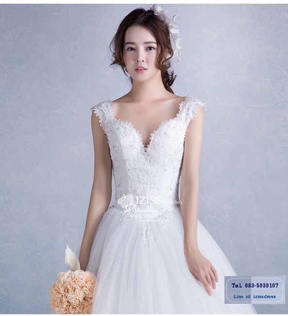 BR193 **พรีออเดอร์**ชุดแต่งงาน&ชุดเจ้าสาวแบบยาวสีขาวเกรดพรีเมี่ยม เปิดไหล่ มีแขน หรูหราน่ารัก สวยโดดเด่นไม่ซ้ำใคร