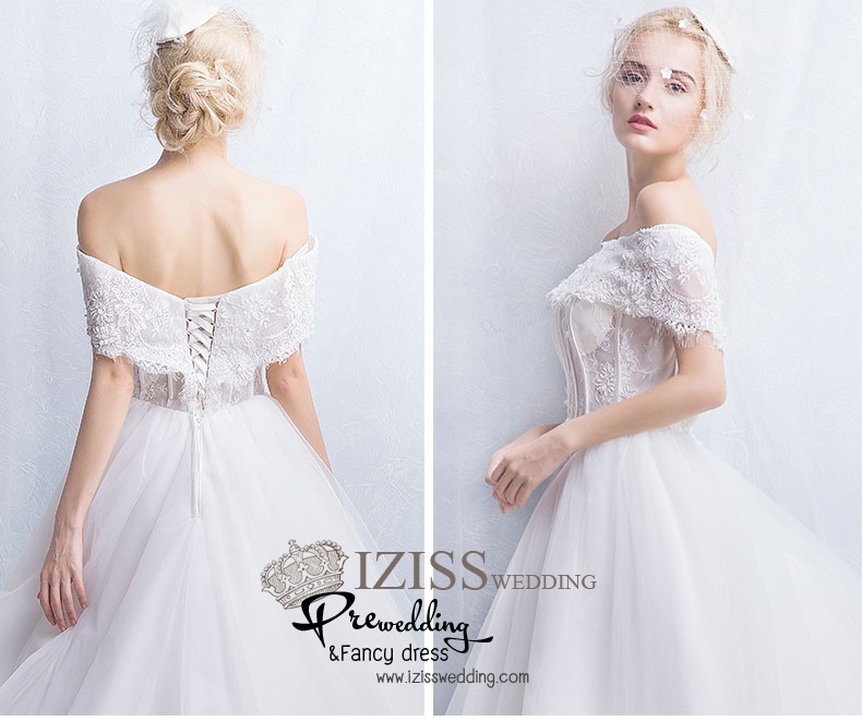 ฺBR114 **พรีออเดอร์**ชุดแต่งงาน&ชุดเจ้าสาวแบบยาวสีขาวเกรดพรีเมี่ยม เปิดไหล่ มีแขน หรูหราน่ารัก สวยโดดเด่นไม่ซ้ำใคร