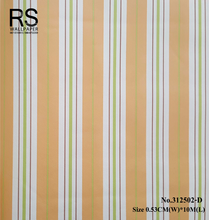 วอลเปเปอร์ ล้างสต๊อกลายทาง สีส้ม สีเขียว สด 312502-D