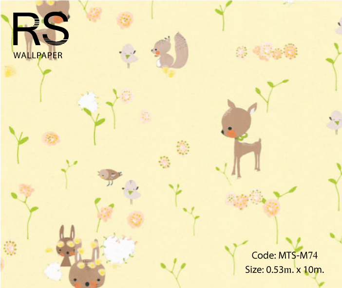 วอลเปเปอร์ลายการ์ตูนน่ารักๆพื้นสีเหลืองอ่อน MTS-M74