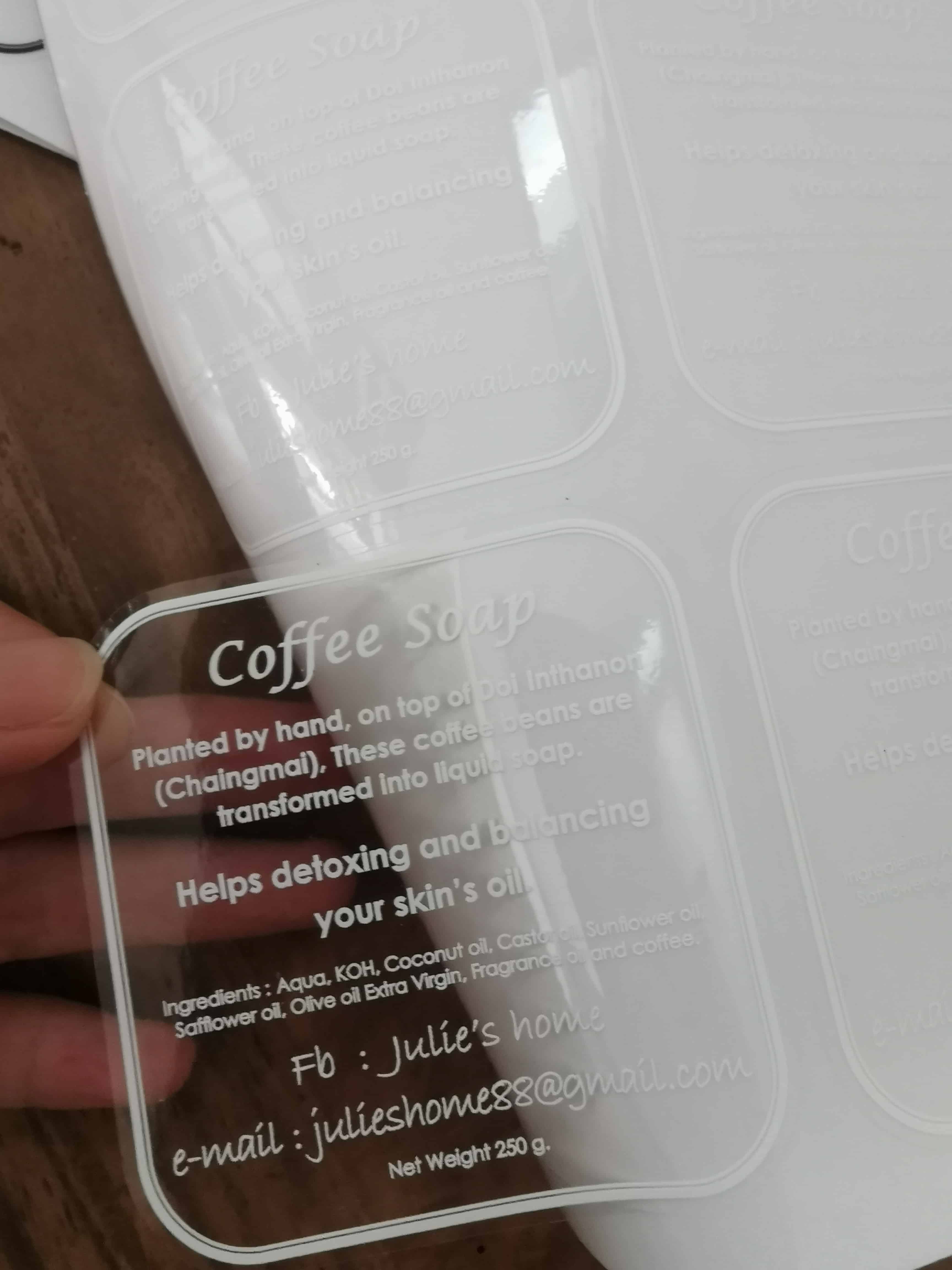 ฉลากสินค้า สติ๊กเกอร์พีวีซีใส พิมพ์หมึกขาว