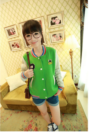 เสื้อเบสบอล pancoat สีเขียวแขนเทา Baseball Jacket pancoat green