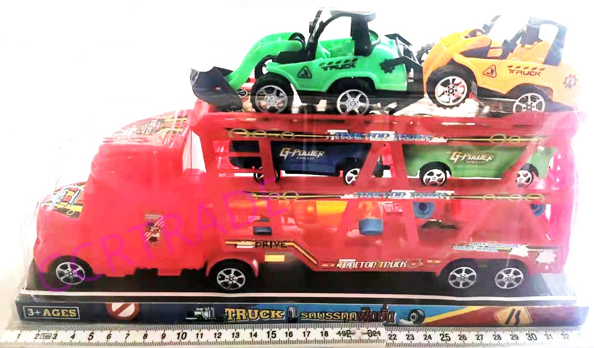 รถบรรทุกก่อสร้าง 3 ชั้นสีสด มีลานฝาครอบ 18x33.5 ซม.(1x3)