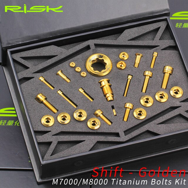 ชุดเซ็ตน็อตไทเทเนี่ยมแท้ RISK สำหรับชุดขับจักรยาน SHIMANO XT M7000 M8000 Titanium Bolts Screws