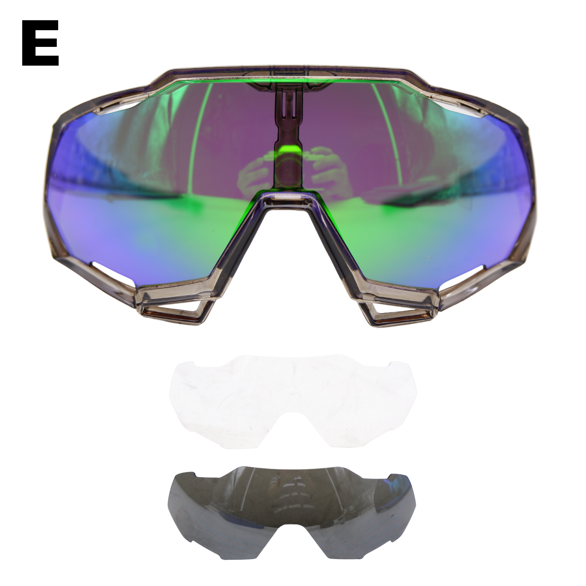 แว่นตาปั่นจักรยาน T-REX แบบเปลี่ยนเลนส์ 3 เลนส์ รุ่น 9312 สี ใส ดำ รุ้ง