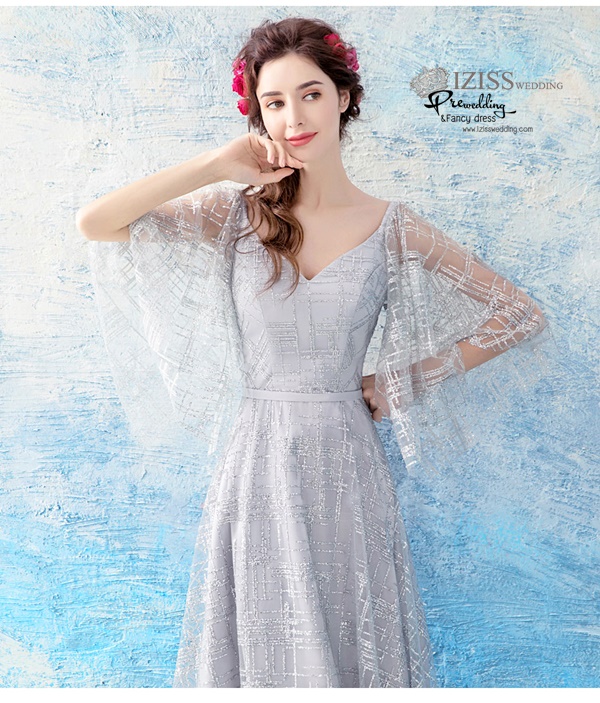 DL063 - **พรีออเดอร์** ชุดราตรี เดรสยาวออกงาน (Night party dresses) ชุดไปงานแต่งงานสวยๆ "ธีมสีเงินแต่งกลิตเตอร์"