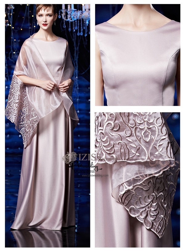 T003 **พรีออเดอร์ชุดราตรี+ผ้าคลุมไหล่**ชุดราตรียาวสีชมพูกลีบบัว พร้อมผ้าคลุมไหล่ปักลายหรู แขนกุด สวยงามหรูหราไฮโซมากๆ ค่ะ